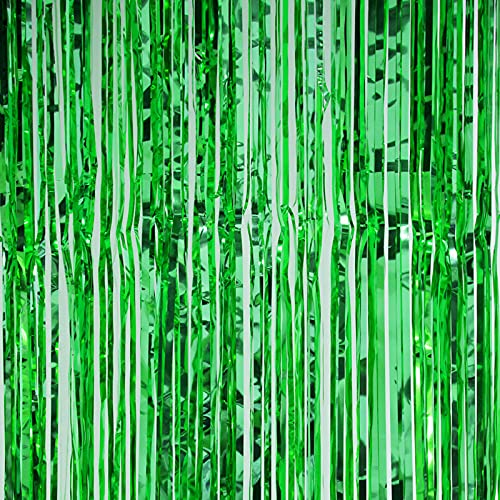3Ft x 6Ft Green Metallic Foil Fringe Curtains Photo Booth Tinsel Backdrop Door Curtain