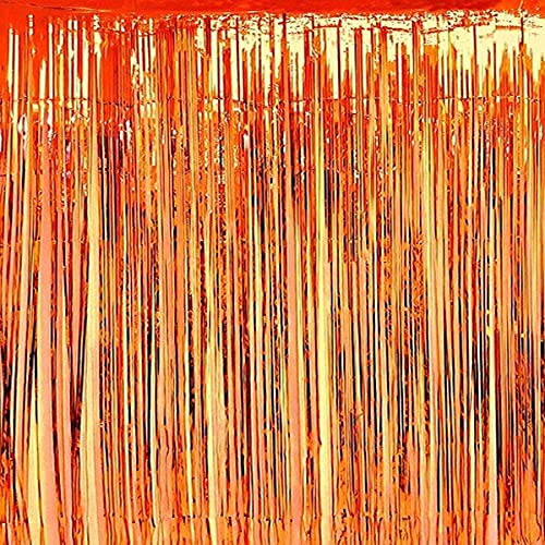 3Ft x 6Ft Orange Fringe Striped Curtains