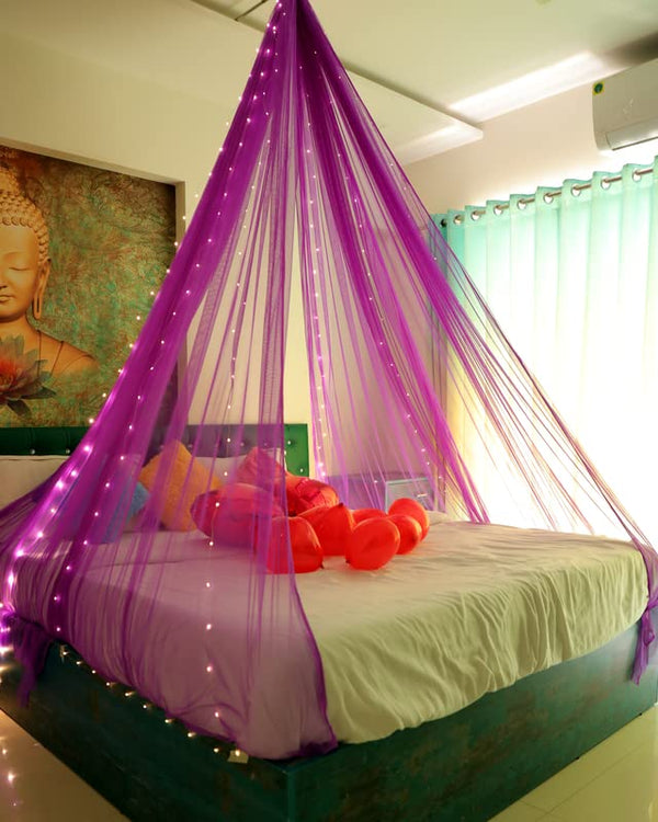 Purple Decoration Net Cabana Tent Cloth  (With 10M Led Light)