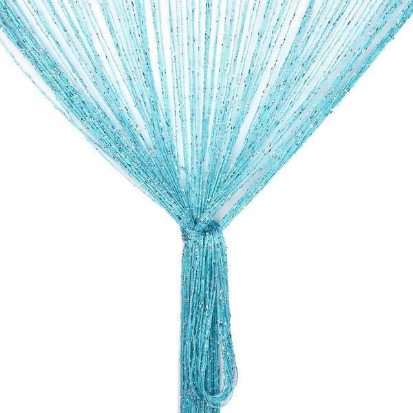 3Ft X 6Ft Blue Color With Sparkle String Curtains Hanging