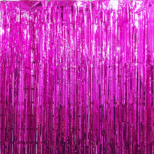 3Ft x 6Ft Pink Metallic Foil Fringe Curtains Photo Booth Tinsel Backdrop Door Curtain