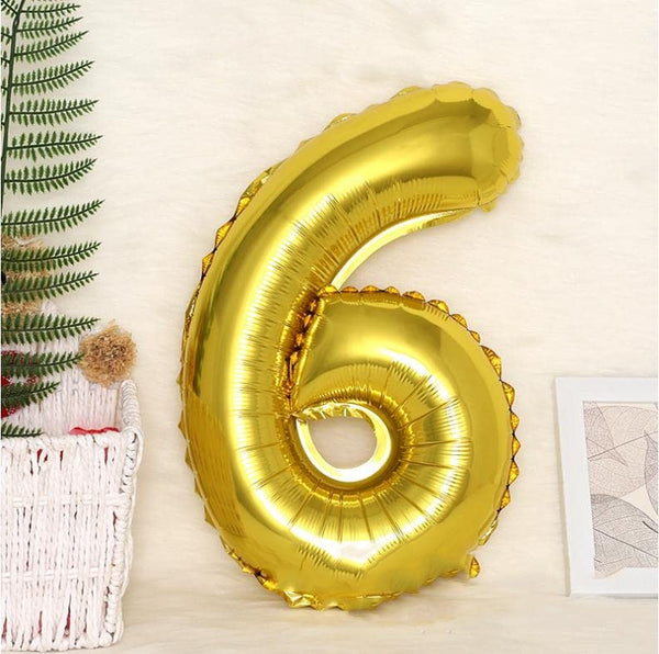 40 Inch Solid  6 Number Gold Foil Balloon