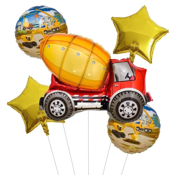 32 Inch Yellow Mixer Machine Vehicle Foil Balloon Set (Pack of 5)