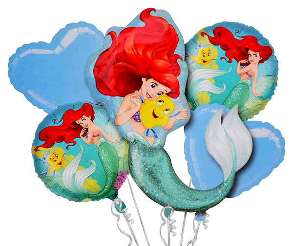 32 Inch Multicolor Little Mermaid Ariel Mylar Foil Balloon (Pack of 5)