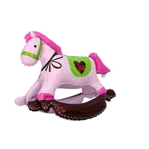 31 Inch x 37 Inch Rocking Horse Shape Foil Balloons (Pink) (Pack of 1)