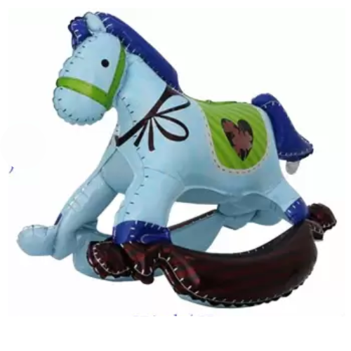 31 Inch x 37 Inch Rocking Horse Shape Foil Balloons (Blue) (Pack of 1)