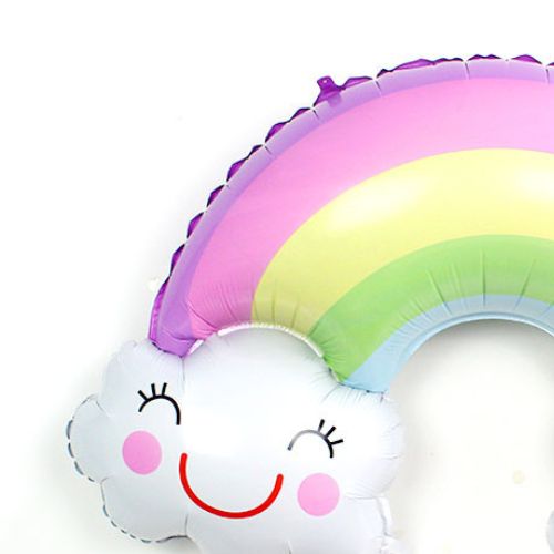 18 Inch Multicolor Rainbow With Single Smile Face Cloud Foil Balloon (Pack of 1)