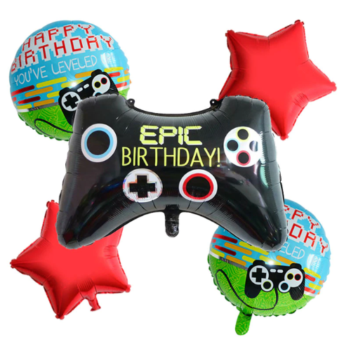 Party Anthem Epic Gamer Themed Balloon Set (Multicolor)(Pack of 5)