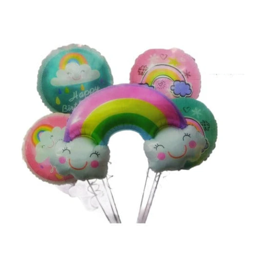 Rainbow Theme Decoration Balloon (Multicolor) (Pack of 5)