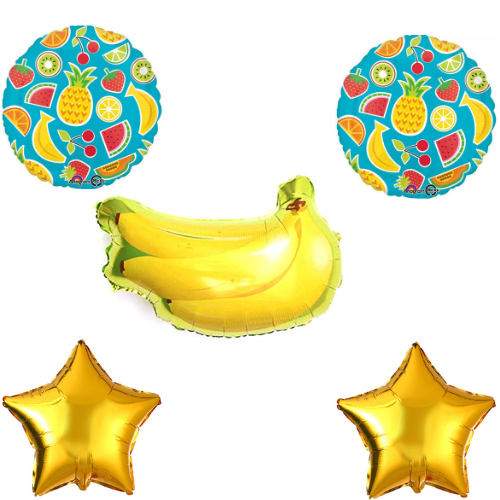 Banana Fruit Themed Foil Balloon Set (Multicolor) (Pack of 5)