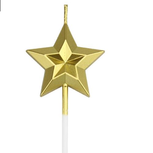 2 Inch Golden 3D Style Star Shaped Candle (Pack of 1)