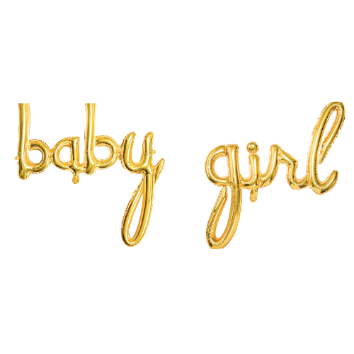 Baby Girl Cursive Letter Foil Balloon Set (Golden) (Pack of 1)