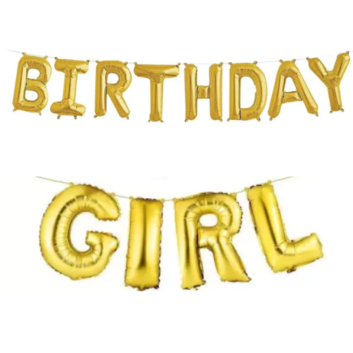 15 Inch Golden 'BIRTHDAY GIRL' Letter Garland Foil Balloon (Pack of 1)