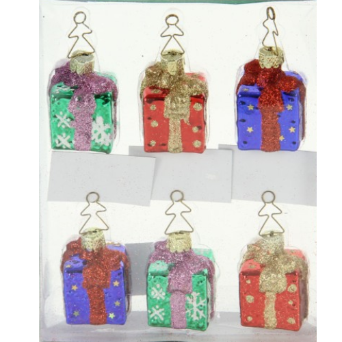 Christmas Gift Box Porcelain Surprise Hanging Decoration Ornament (Pack of 6)