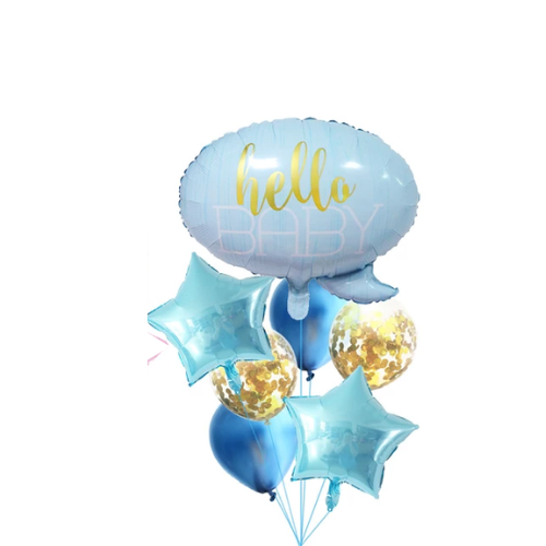 Hello Baby Foil Balloon (Blue) (Pack of 7)