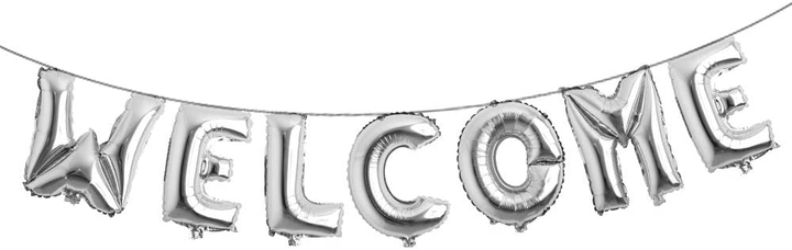 Welcome Letter Foil Balloon Set (Silver) (Pack of 1)