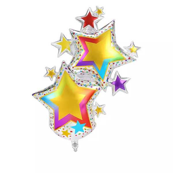 3D Multicolor Star Design Foil Balloon (Multicolor) (Pack of 1)