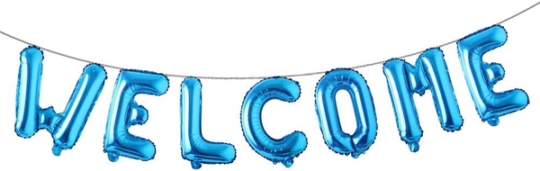 Welcome Letter Foil Balloon Set (Blue) (Pack of 1)