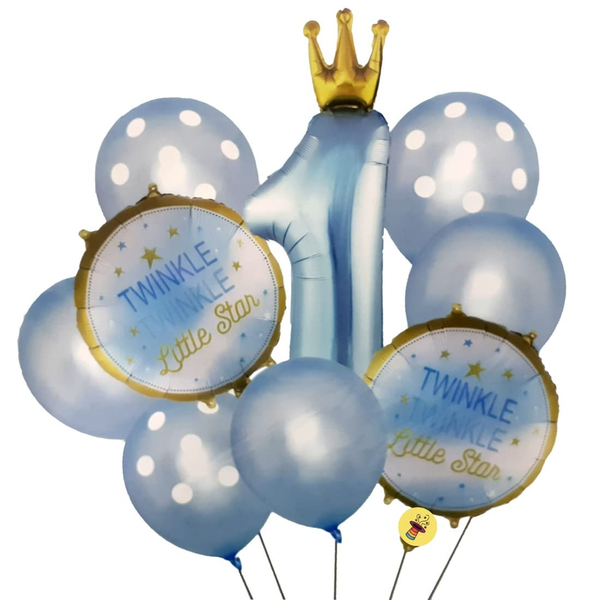 Kids 1st Birthday Balloon Banquet (Blue) (Pack of 9)