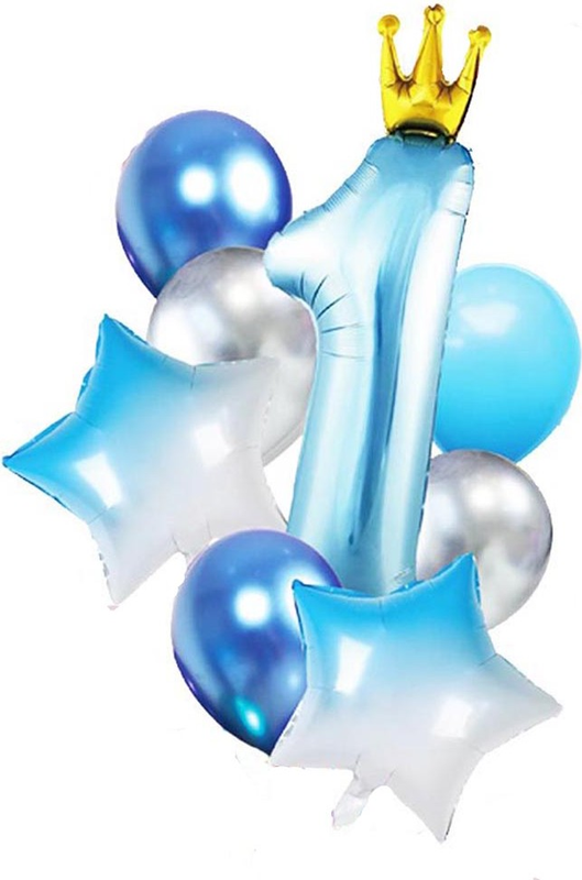 Kids 1st Birthday Balloon Banquet (Blue) (Pack of 8)