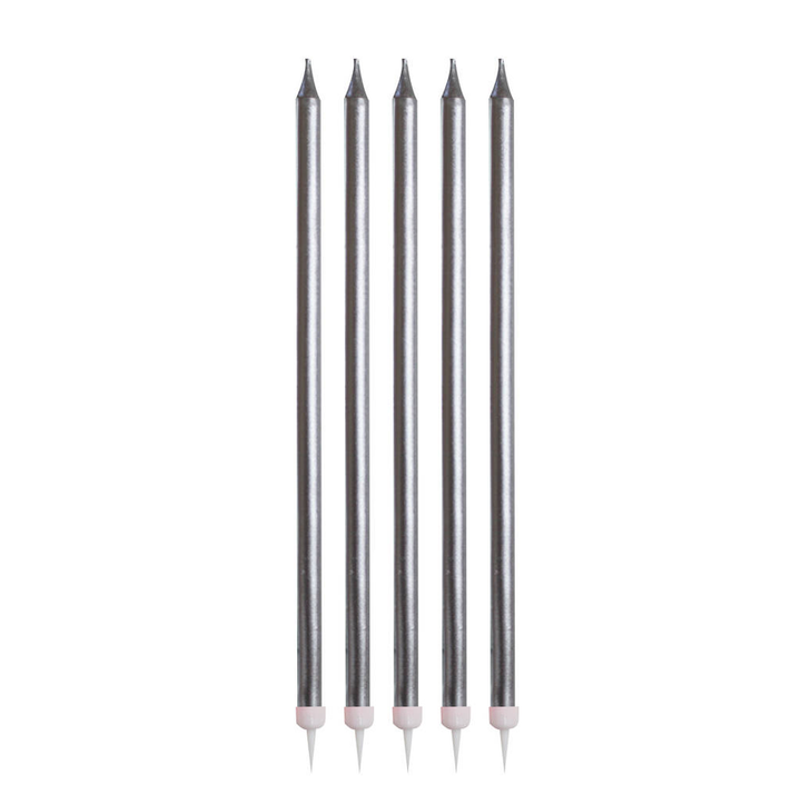 Black Color Slim Tall Long Birthday Candle Set (Pack of 6)