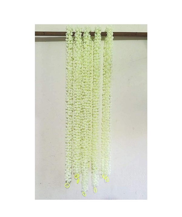 5ft Artificial White Mogra Flower Garland (Pack of 5 Strings)