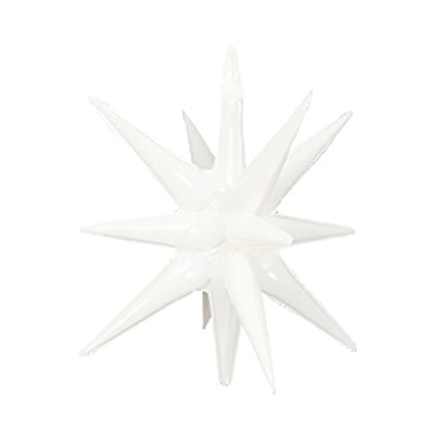 12 Point Starburst Shape Foil Balloon (White) (Pack of 1)