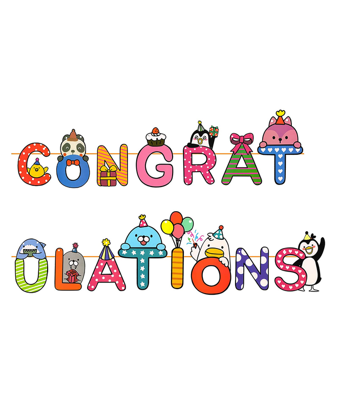 3 Meter Congratulation Letter Banner With Magical Alphabets (Pack of 1)