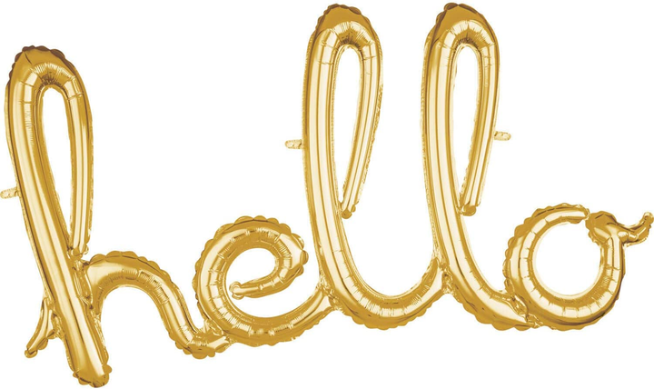 Hello Cursive Letter Foil Balloon Set (Golden) (Pack of 1)