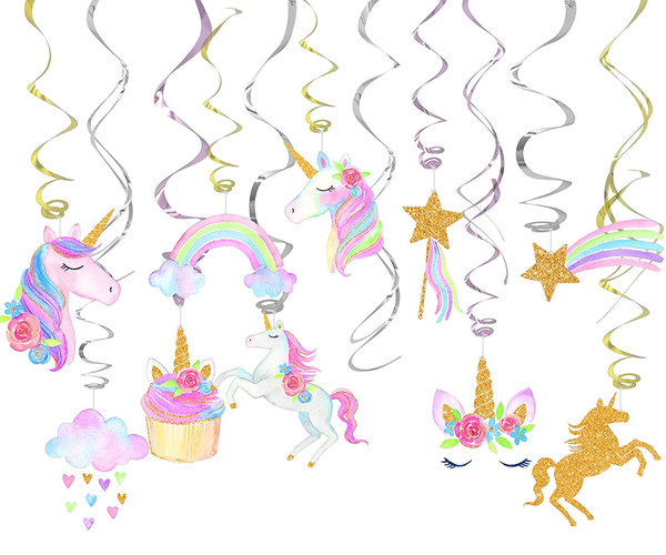 Unicorn Shape Theme Swirls Decoration (Pack of 18)