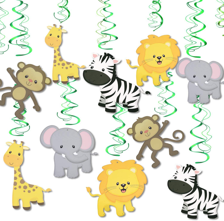 Animal Shape Jungle Theme Swirls Decoration (Pack of 12)
