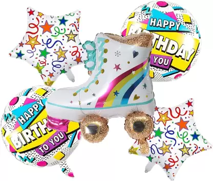 30 Inch Roller Skate Foil Balloon Pack of 5pcs (Multicolor)