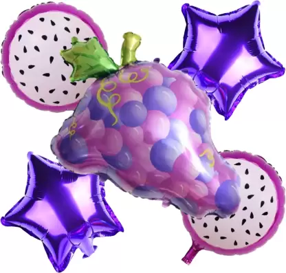 Grapes Themed Foil Balloon Set (Multicolor) (Pack of 5)