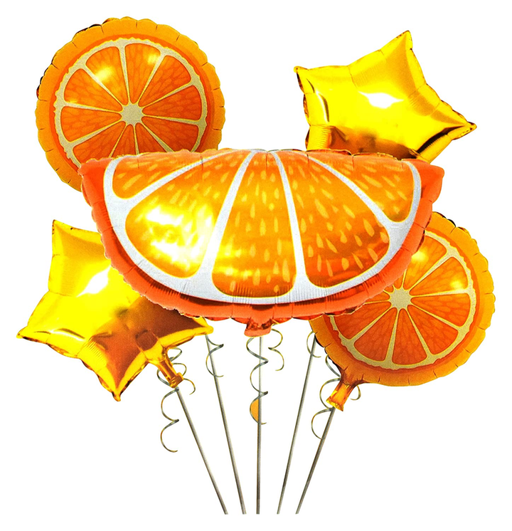 Fruit Themed Foil Balloon Set (Orange) (Pack of 5)
