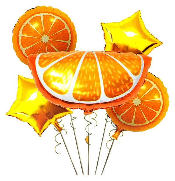 Fruit Themed Foil Balloon Set (Orange) (Pack of 5)