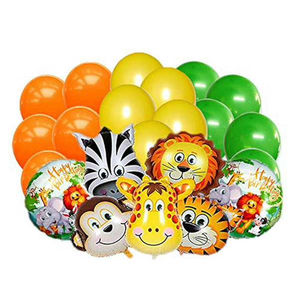 Jungle Animal Safari Themed Balloon Garland Kit Of 22pcs (Multicolor) For Jungle