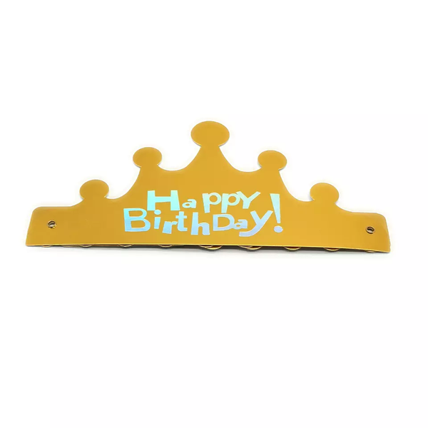 Golden Color Happy Birthday Folding Paper Adjustable King Crown (Pack of 1)