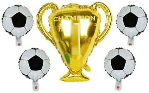 Trophy Football Balloons Pack of 5pcs For World Cup Theme D?cor, Football Party Decorations, Champion Trophy Balloon Perfect For Backdrop Decoration, Party & Event Supplies