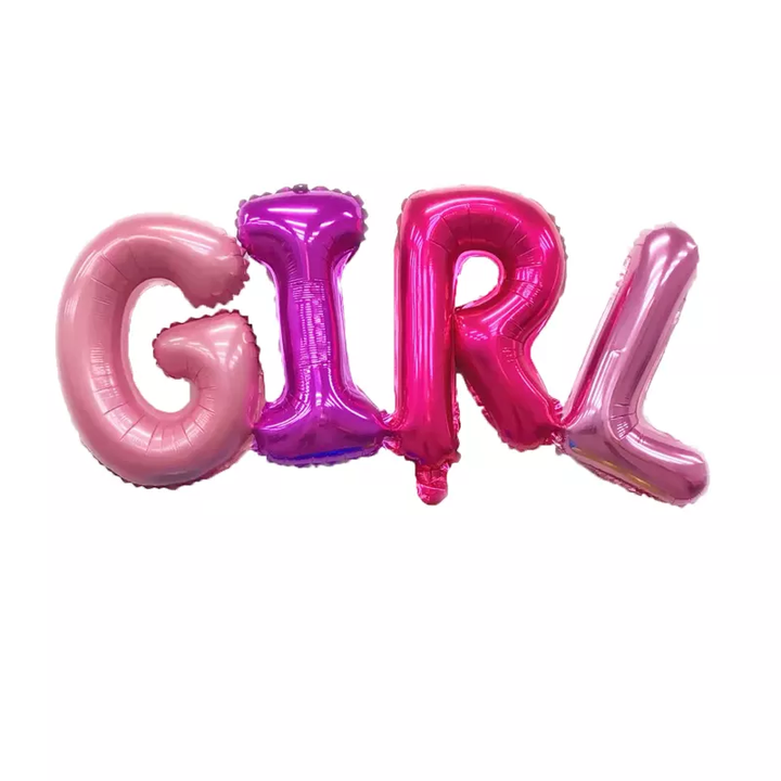 16 Inch Multicolor Foil Balloon Letter GIRL (Pack of 4)