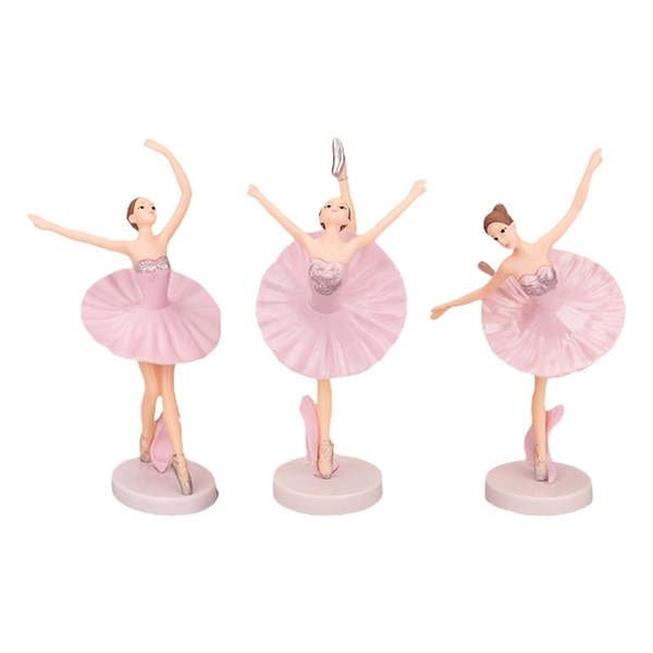 Ballet Figurines Ballerina Dancer Cake Toppers  (Pack of 3)