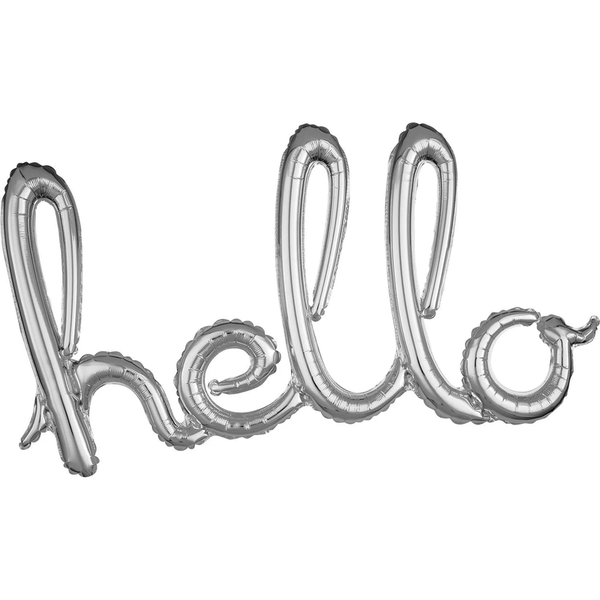 Hello Cursive Letter Foil Balloon Set (Silver) (Pack of 1)