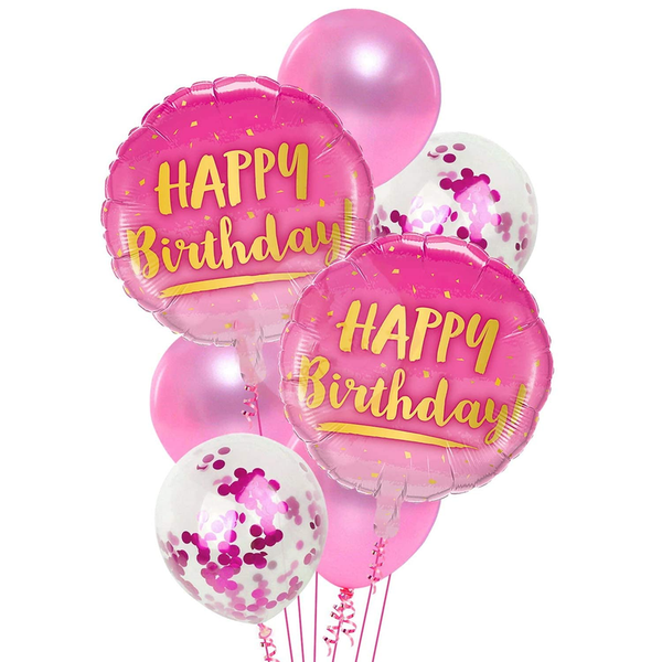 Happy Birthday Balloon Banquet (Pink) (Pack of 7)