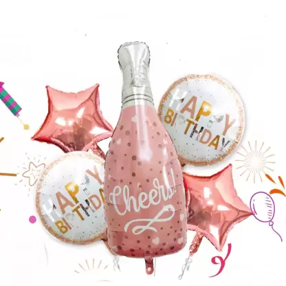 Happy Birthday Foil Balloon Set (Multicolor)(Pack of 5)