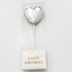 2 Inch Silver 3D Style Heart Shaped Candle (Pack of 1)