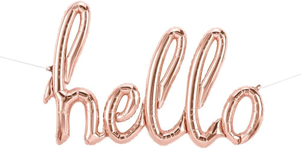 Hello Cursive Letter Foil Balloon Set (Rosegold) (Pack of 1)