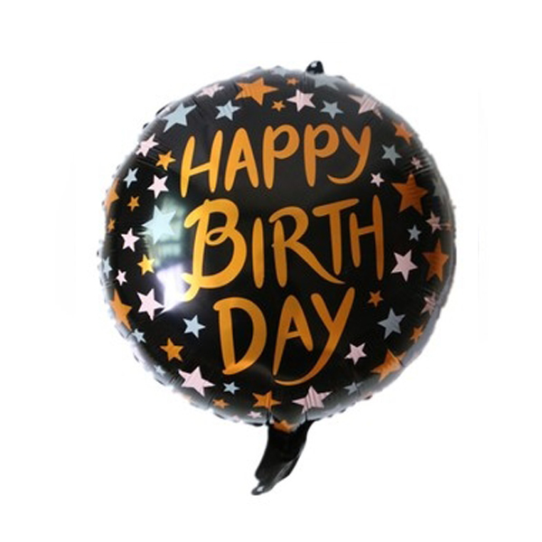 18'' Inch Multicolor Stars Design Happy Birthday Round Shaped Foil Balloon (Pack of 1)