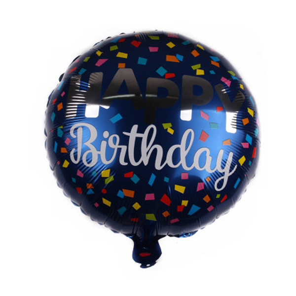 18'' Inch Multicolor Colorful Confetti Design Happy Birthday Round Shaped Foil Balloon (Pack of 1)