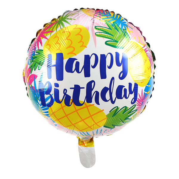 18'' Inch Multicolor Fruit Theme Happy Birthday Round Shaped Foil Balloon (Pack of 1)