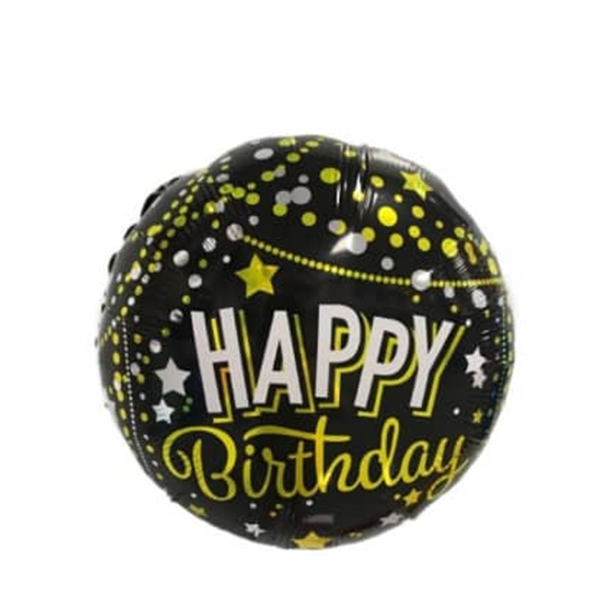 18'' Inch Multicolor Sparkling Design Happy Birthday Round Shaped Foil Balloon (Pack of 1)