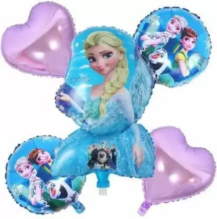 Multicolor Cartoon Frozen Themed Foil Balloon (Pack of 5)